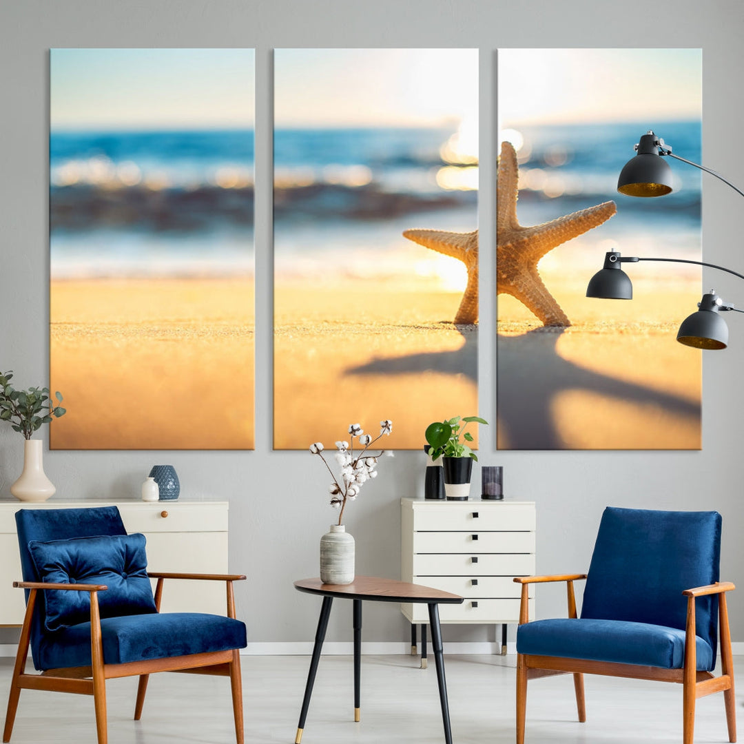 Ocean Beach Canvas Wall Art Beach Canvas, Coastal Sunset Tropical Island Beach Sunset Artwork Print