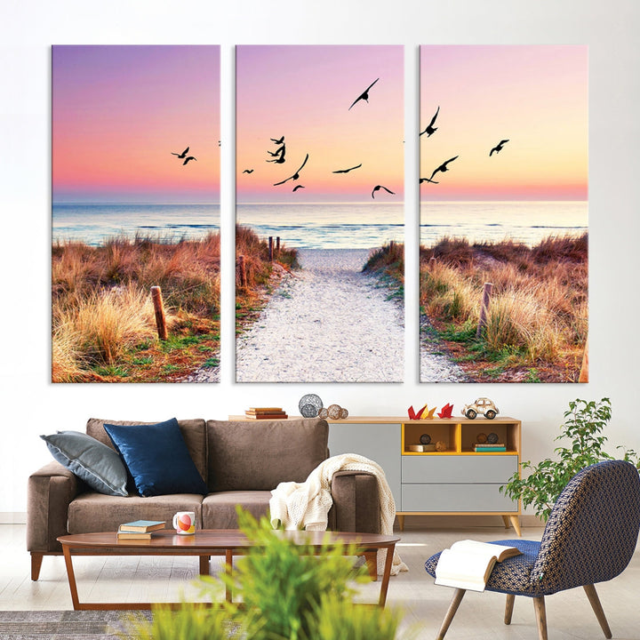 Ocean Beach Canvas Wall Art Beach Canvas Coastal Sunset Tropical Island Beach Sunset Artwork Print