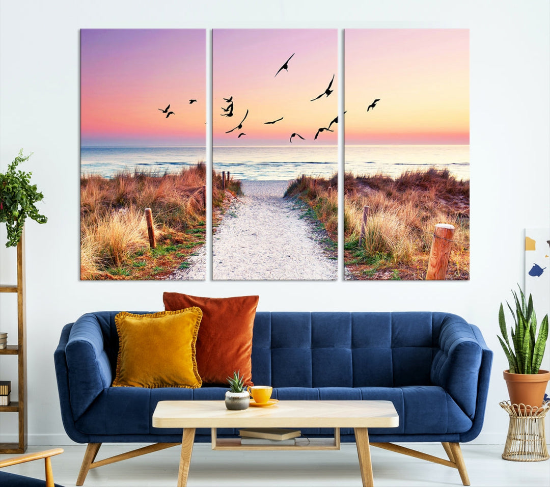 Ocean Beach Canvas Wall Art Beach Canvas Coastal Sunset Tropical Island Beach Sunset Artwork Print