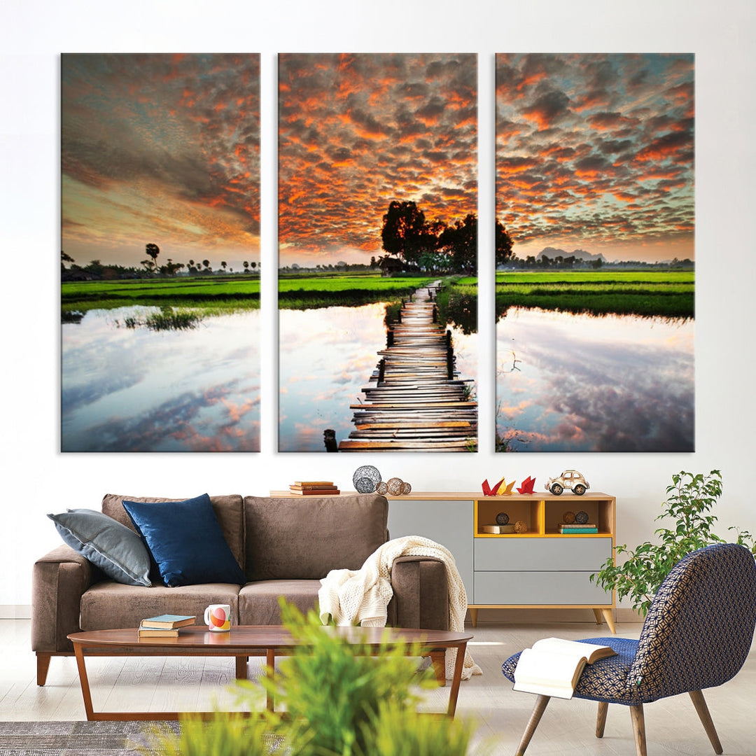 Ocean Beach Canvas Wall Art Beach Canvas, Coastal Sunset Tropical Island Beach Sunset Artwork Print