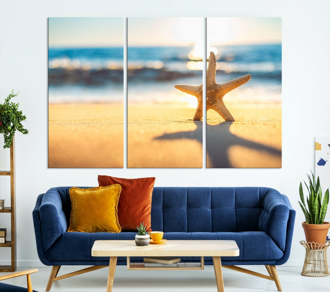 Ocean Beach Canvas Wall Art Beach Canvas, Coastal Sunset Tropical Island Beach Sunset Artwork Print