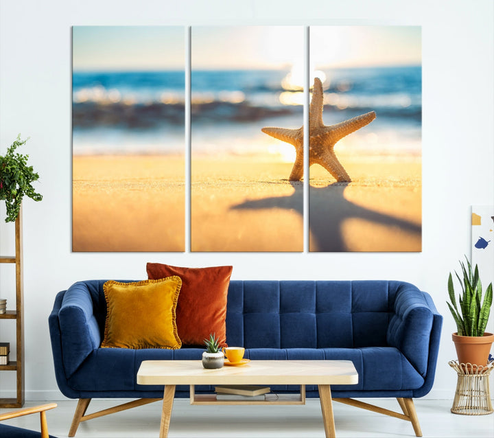 Ocean Beach Canvas Wall Art Beach Canvas, Coastal Sunset Tropical Island Beach Sunset Artwork Print