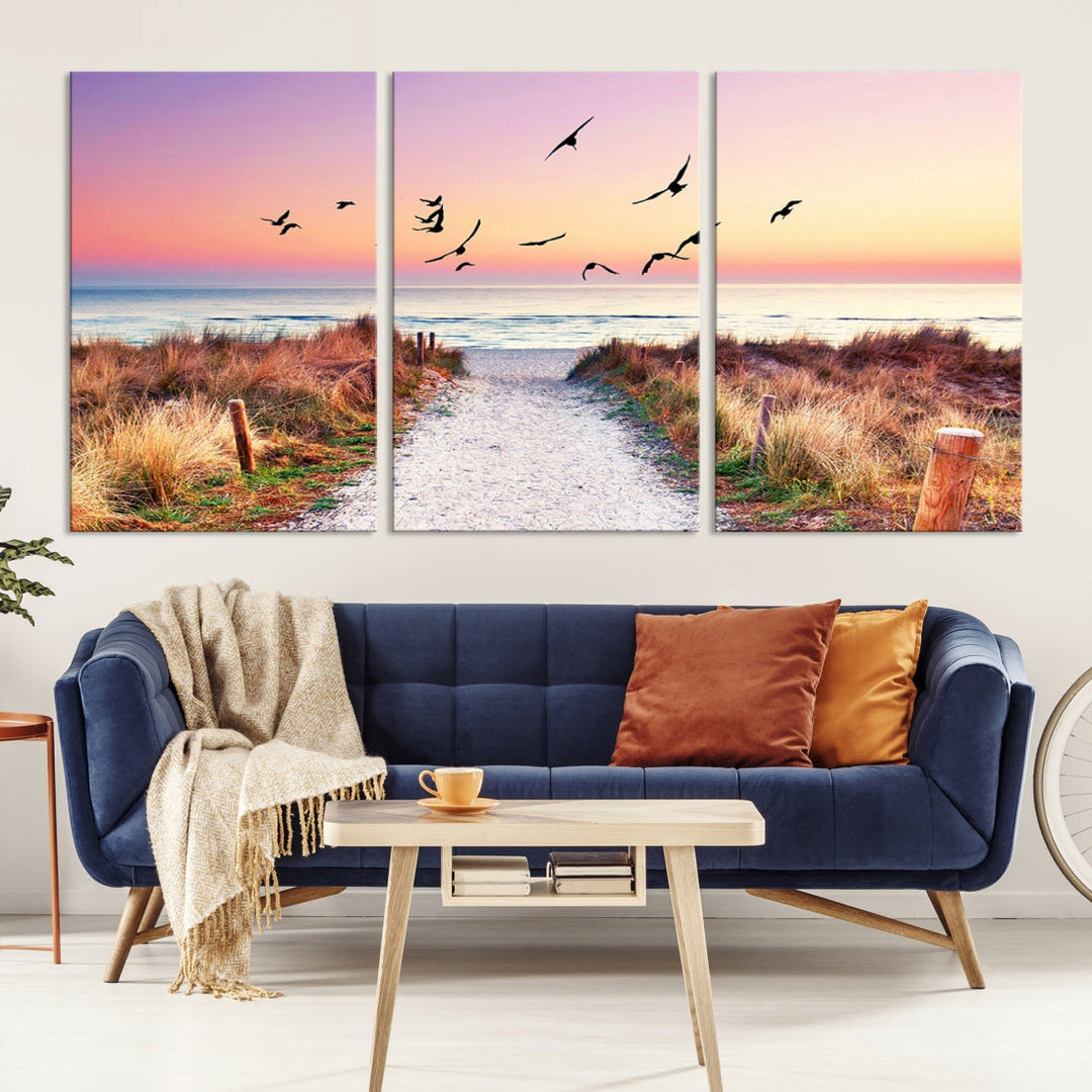 Ocean Beach Canvas Wall Art Beach Canvas Coastal Sunset Tropical Island Beach Sunset Artwork Print