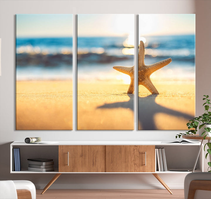 Ocean Beach Canvas Wall Art Beach Canvas, Coastal Sunset Tropical Island Beach Sunset Artwork Print