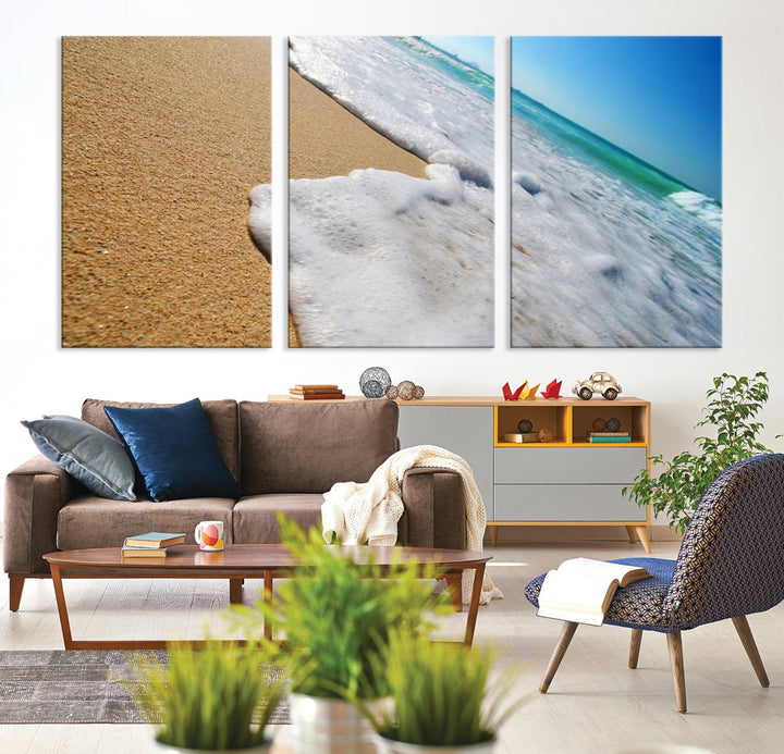 Ocean Beach Canvas Wall Art Beach Canvas Sunset Artwork Print for Living Room Home Office Decor, Beach Wall Art, Sea