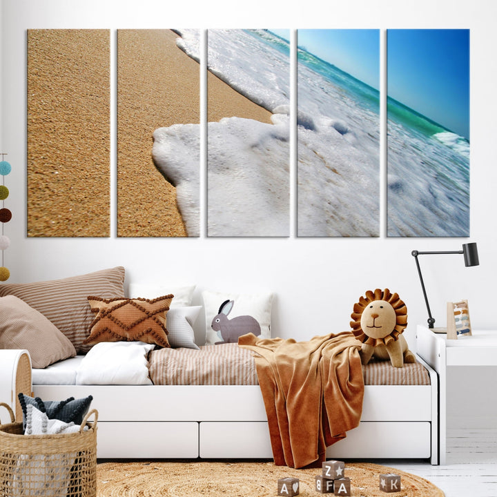 Ocean Beach Canvas Wall Art Beach Canvas Sunset Artwork Print for Living Room Home Office Decor, Beach Wall Art, Sea