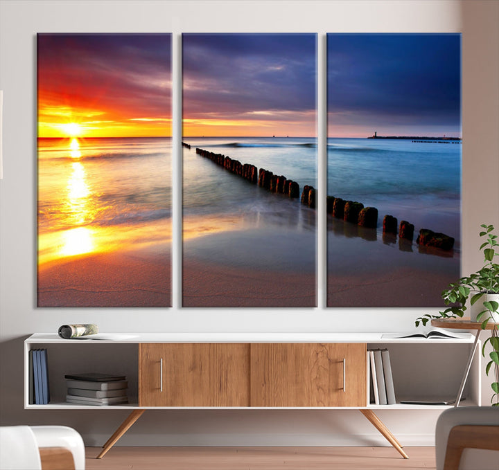 Ocean Beach Sunset Canvas Wall Art Canvas Print