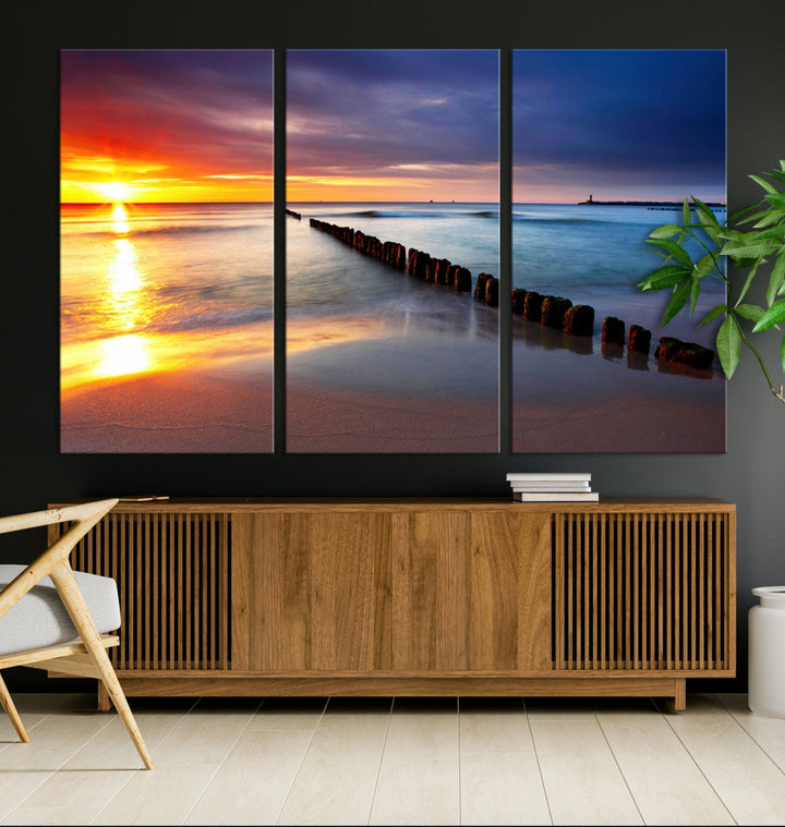 Ocean Beach Sunset Canvas Wall Art Canvas Print