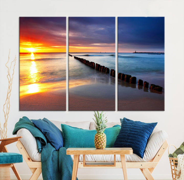 Ocean Beach Sunset Canvas Wall Art Canvas Print