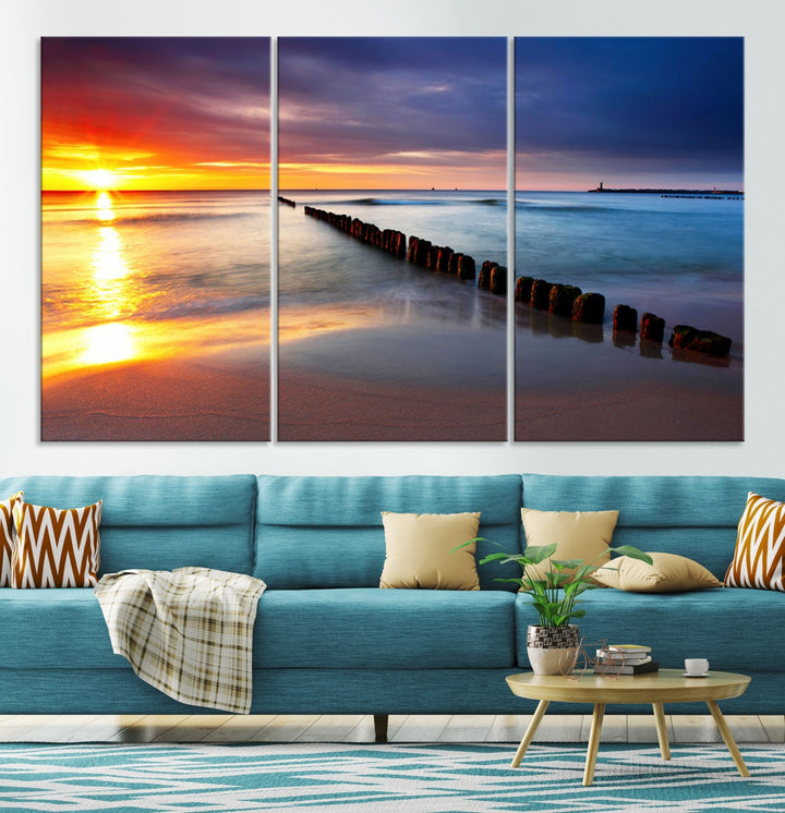 Ocean Beach Sunset Canvas Wall Art Canvas Print