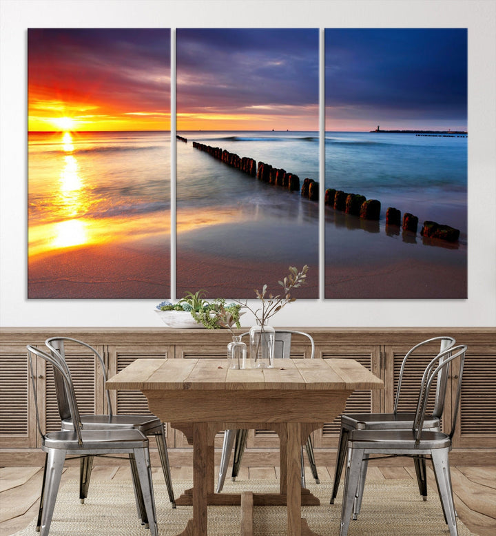 Ocean Beach Sunset Canvas Wall Art Canvas Print