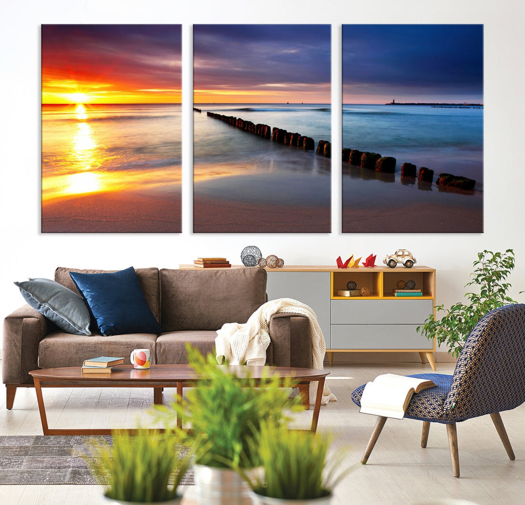 Ocean Beach Sunset Canvas Wall Art Canvas Print