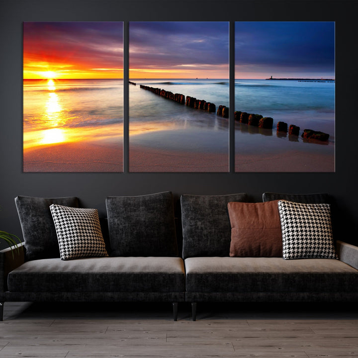 Ocean Beach Sunset Canvas Wall Art Canvas Print