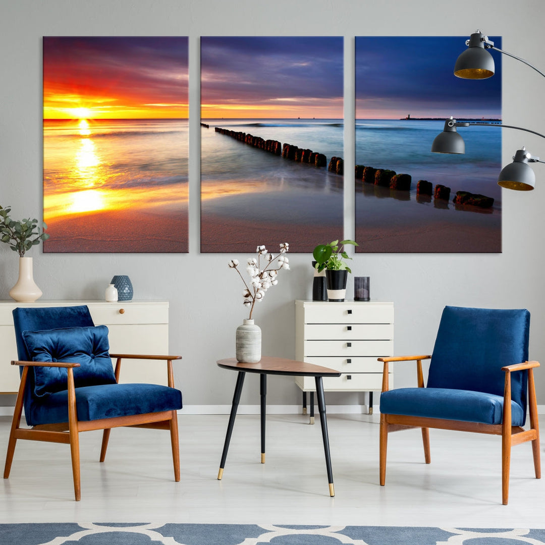 Ocean Beach Sunset Canvas Wall Art Canvas Print