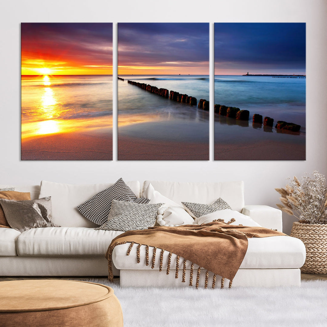 Ocean Beach Sunset Canvas Wall Art Canvas Print