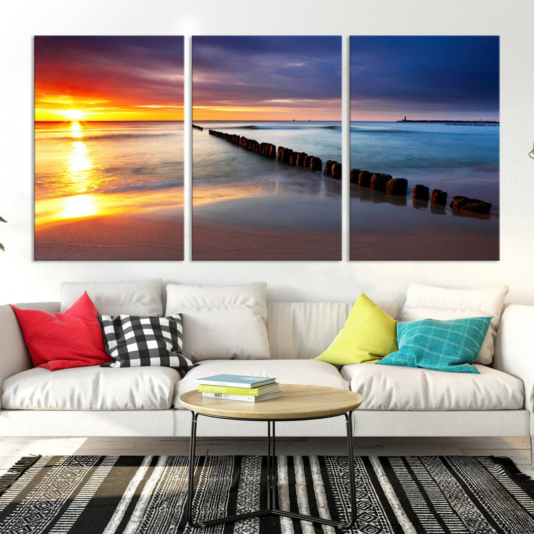 Ocean Beach Sunset Canvas Wall Art Canvas Print