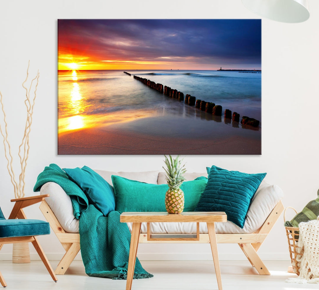 Ocean Beach Sunset Canvas Wall Art Canvas Print