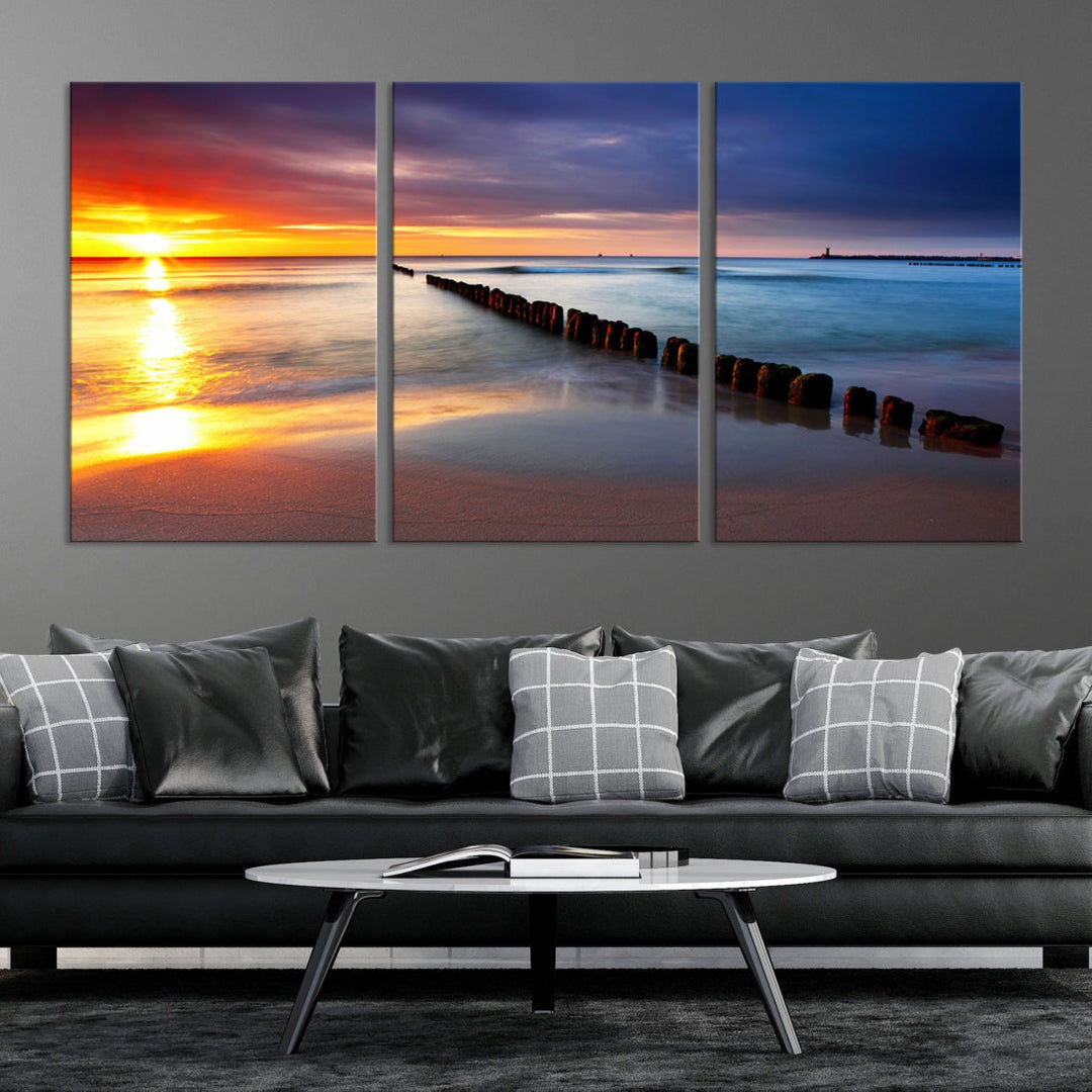 Ocean Beach Sunset Canvas Wall Art Canvas Print