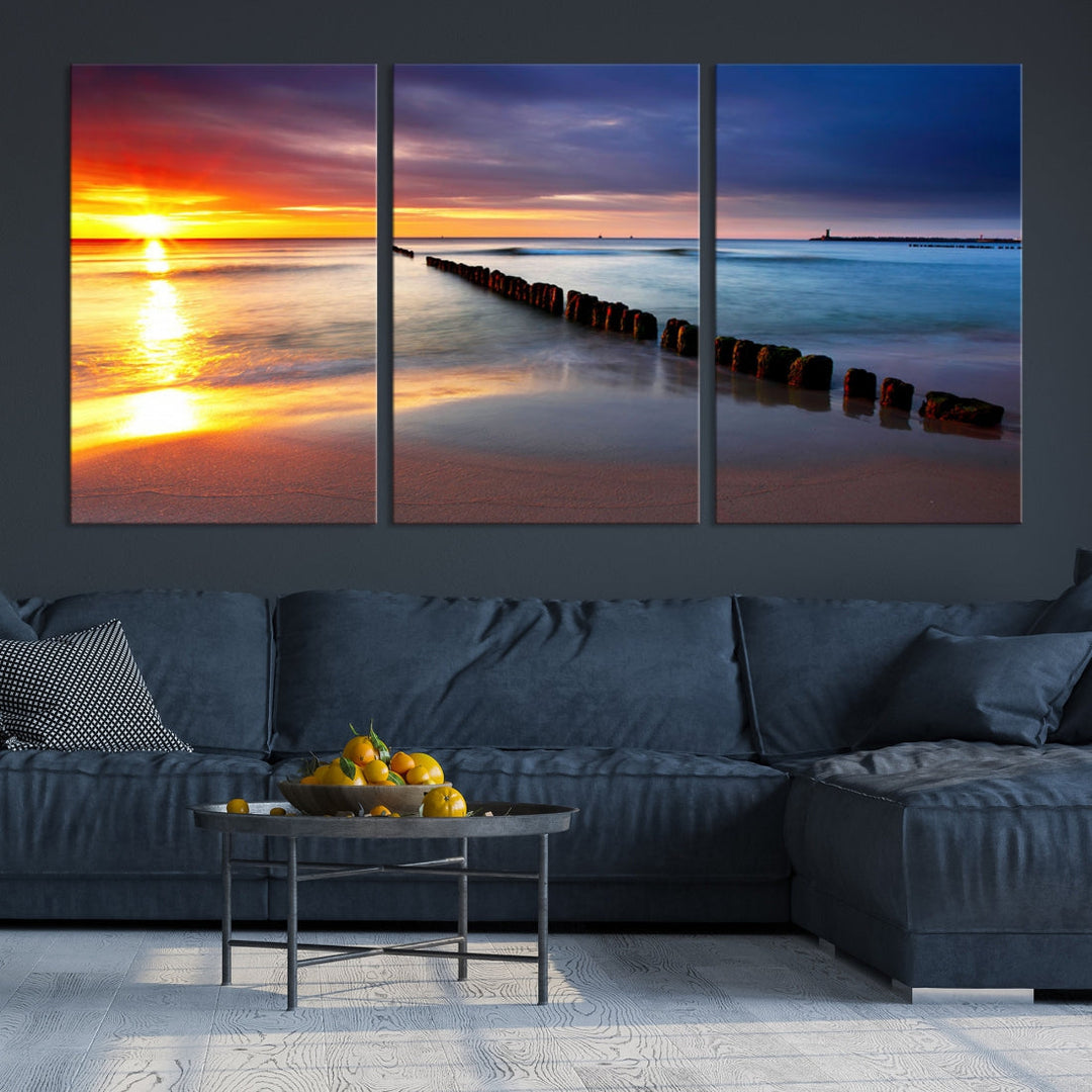 Ocean Beach Sunset Canvas Wall Art Canvas Print