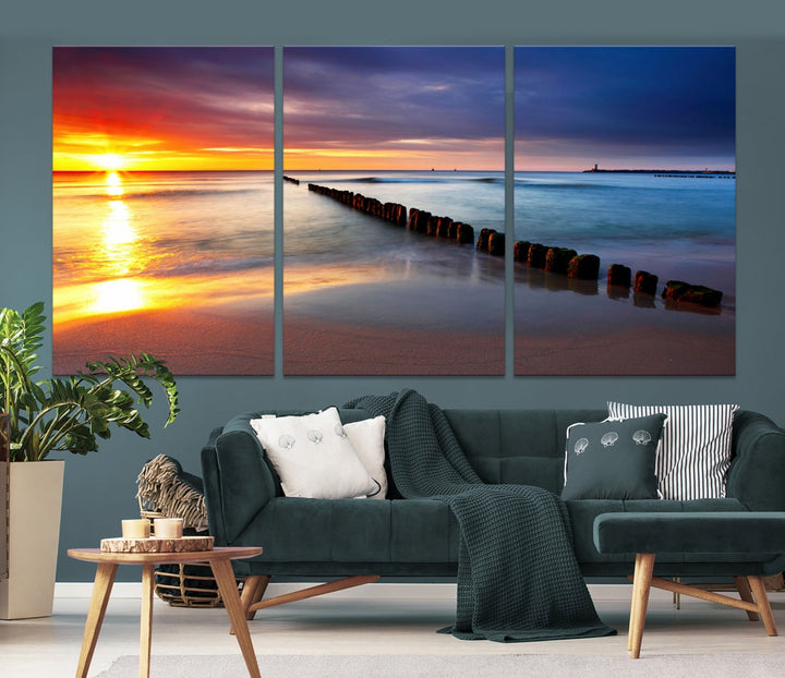 Ocean Beach Sunset Canvas Wall Art Canvas Print