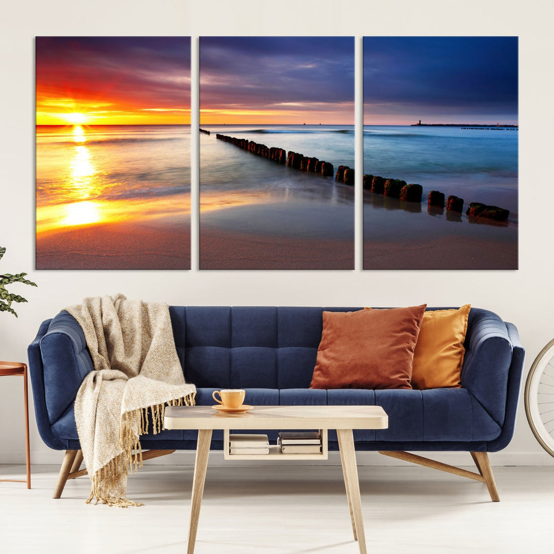 Ocean Beach Sunset Canvas Wall Art Canvas Print