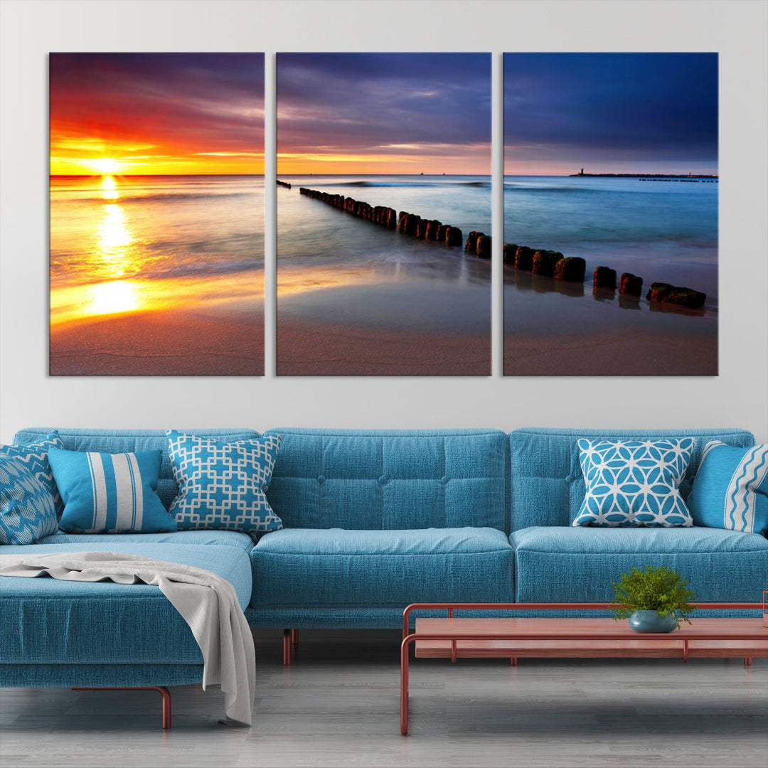 Ocean Beach Sunset Canvas Wall Art Canvas Print