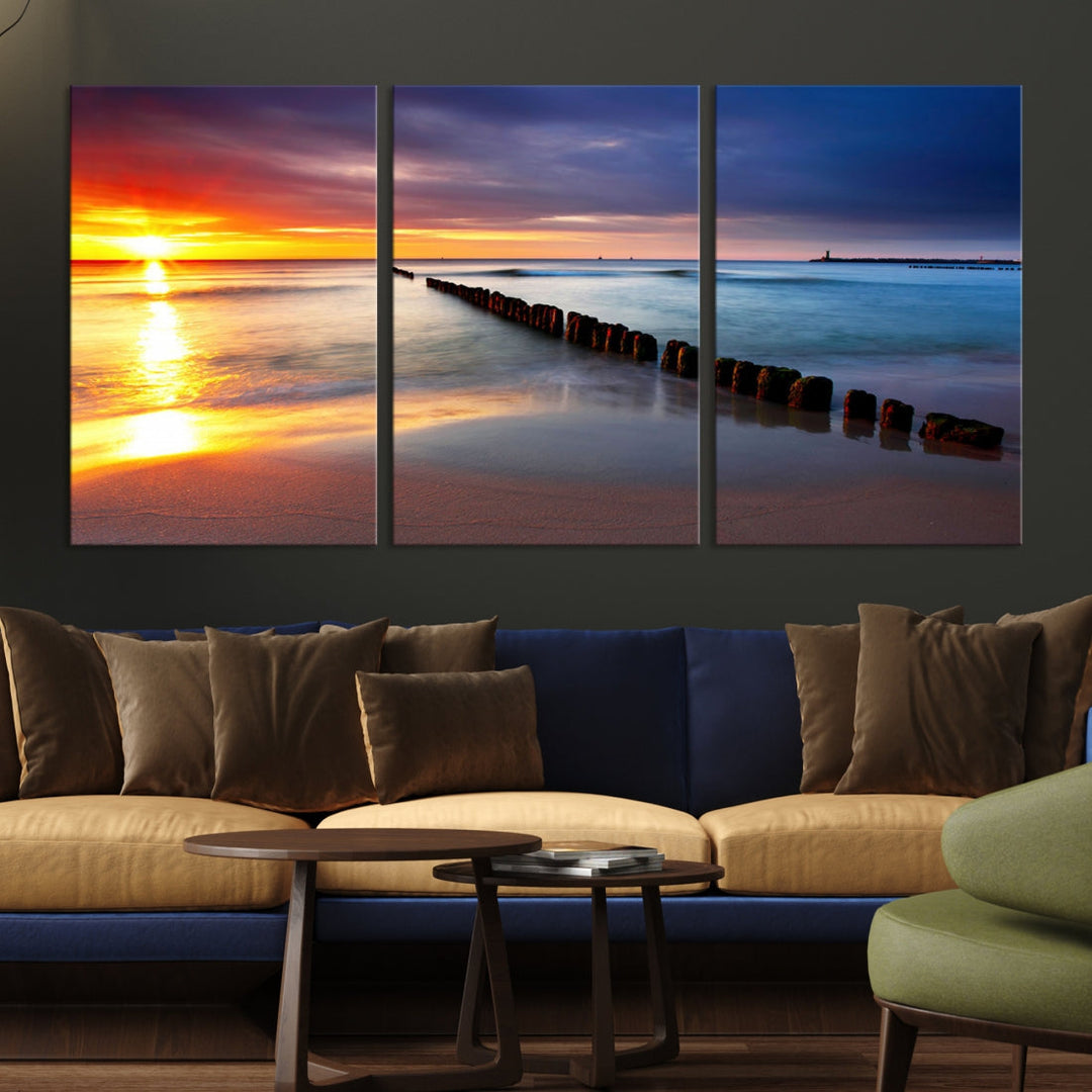 Ocean Beach Sunset Canvas Wall Art Canvas Print