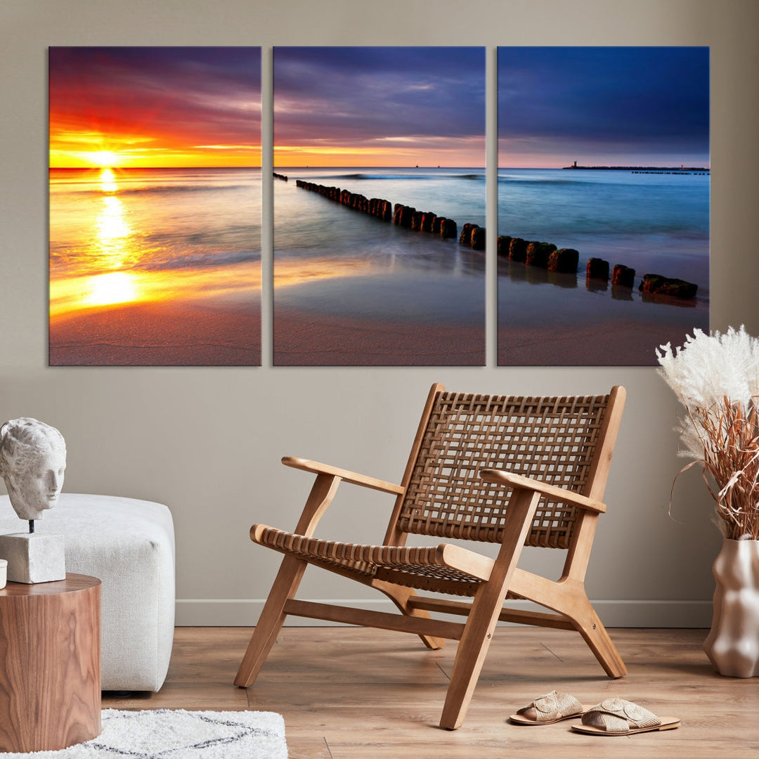 Ocean Beach Sunset Canvas Wall Art Canvas Print