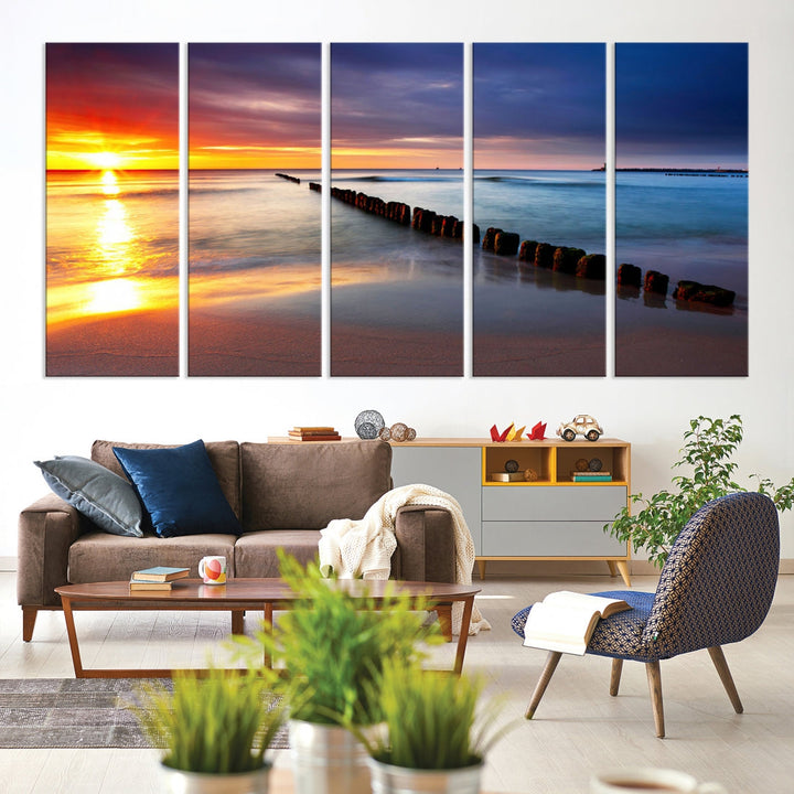 Ocean Beach Sunset Canvas Wall Art Canvas Print