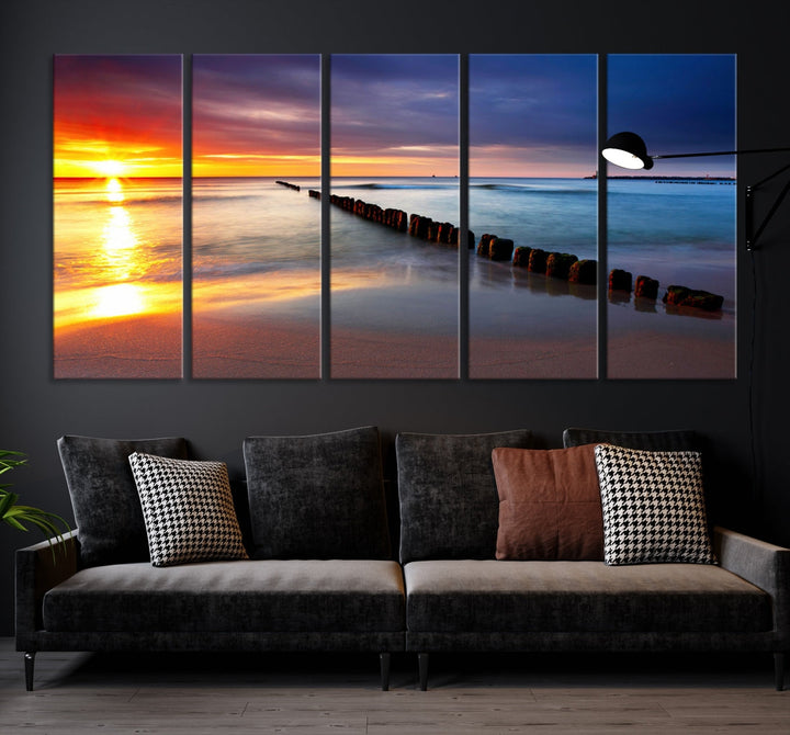 Ocean Beach Sunset Canvas Wall Art Canvas Print