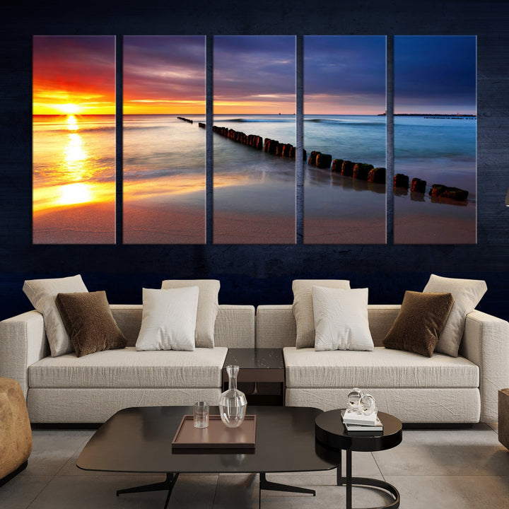 Ocean Beach Sunset Canvas Wall Art Canvas Print