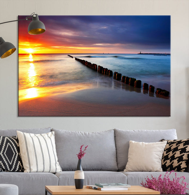 Ocean Beach Sunset Canvas Wall Art Canvas Print