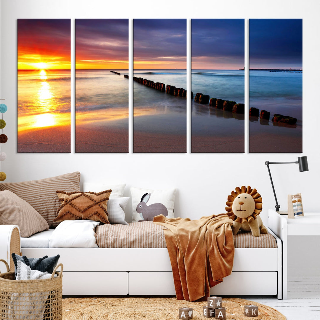 Ocean Beach Sunset Canvas Wall Art Canvas Print