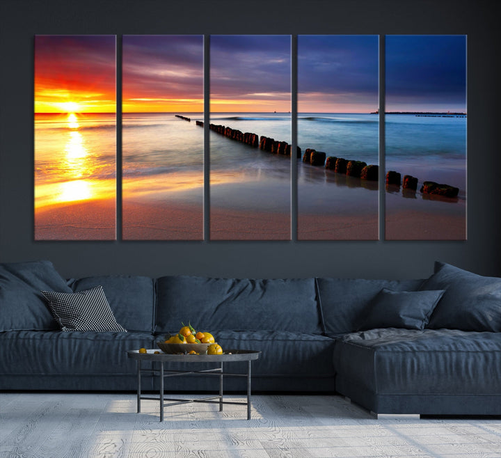 Ocean Beach Sunset Canvas Wall Art Canvas Print