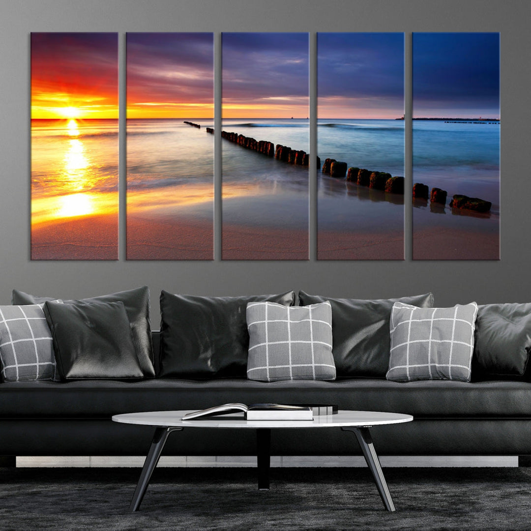 Ocean Beach Sunset Canvas Wall Art Canvas Print