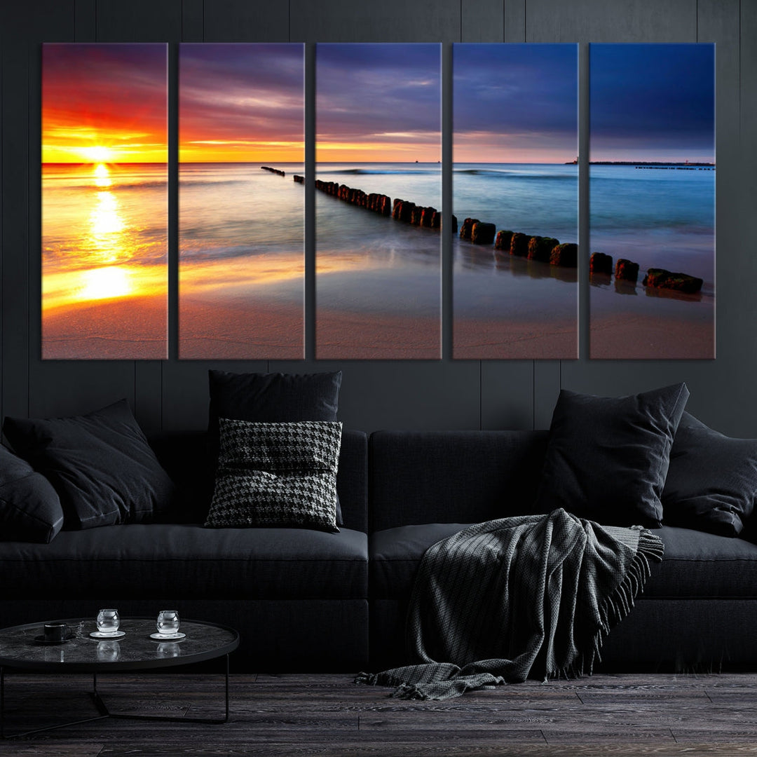 Ocean Beach Sunset Canvas Wall Art Canvas Print