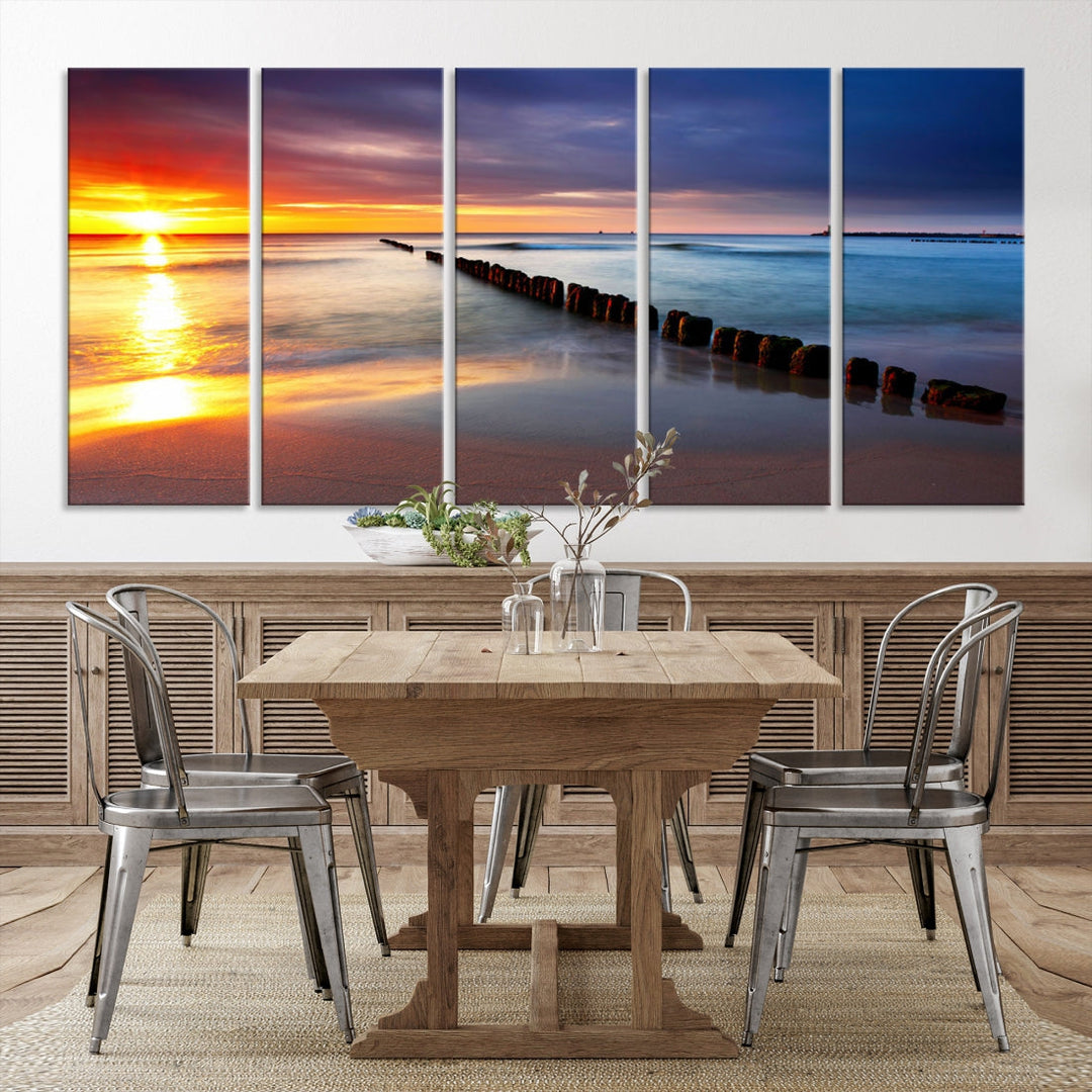 Ocean Beach Sunset Canvas Wall Art Canvas Print