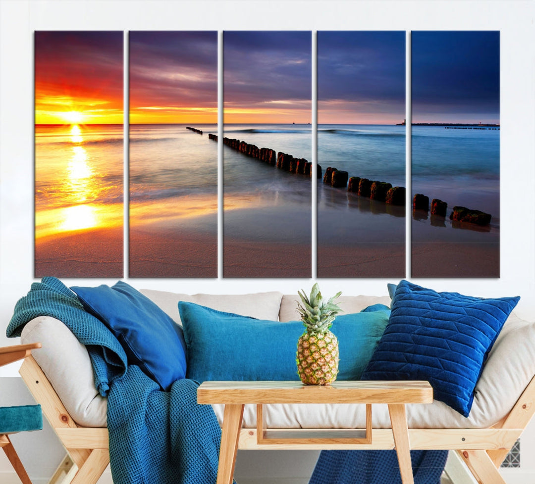 Ocean Beach Sunset Canvas Wall Art Canvas Print