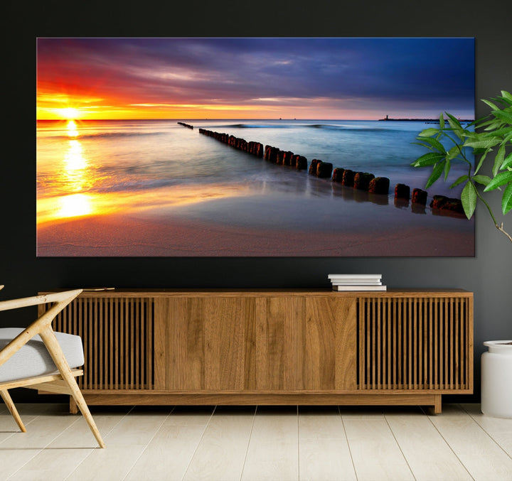 Ocean Beach Sunset Canvas Wall Art Canvas Print