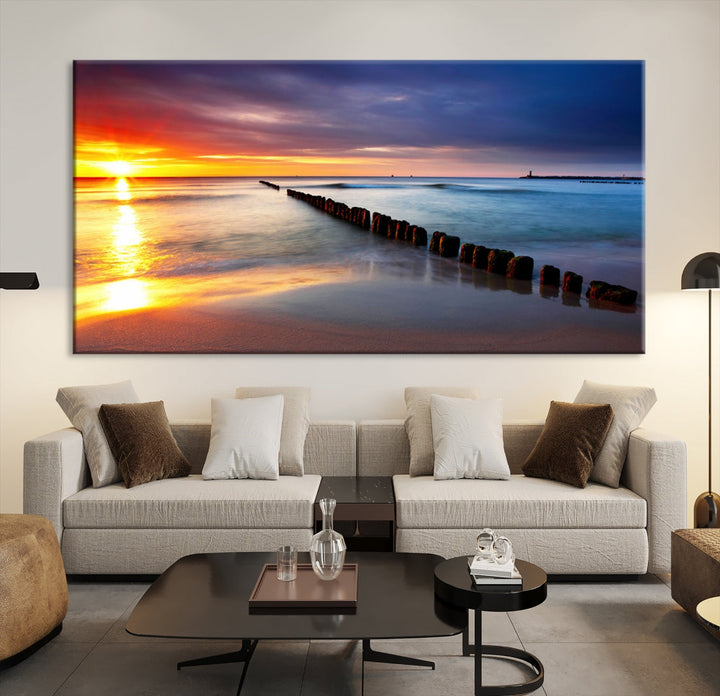 Ocean Beach Sunset Canvas Wall Art Canvas Print