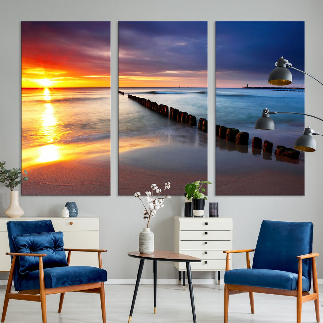 Ocean Beach Sunset Canvas Wall Art Canvas Print