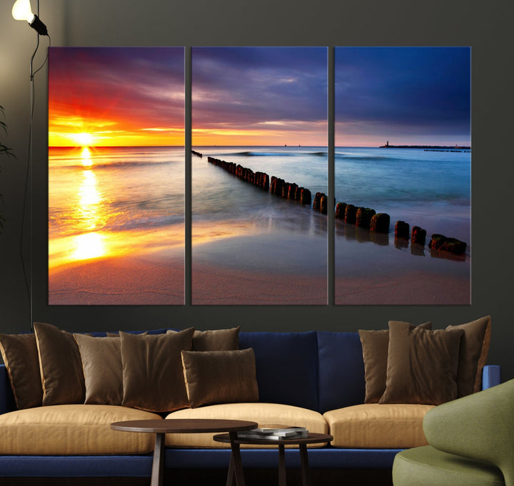 Ocean Beach Sunset Canvas Wall Art Canvas Print