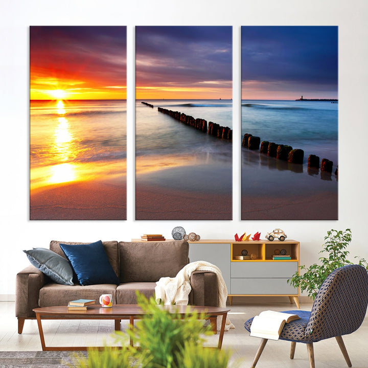 Ocean Beach Sunset Canvas Wall Art Canvas Print