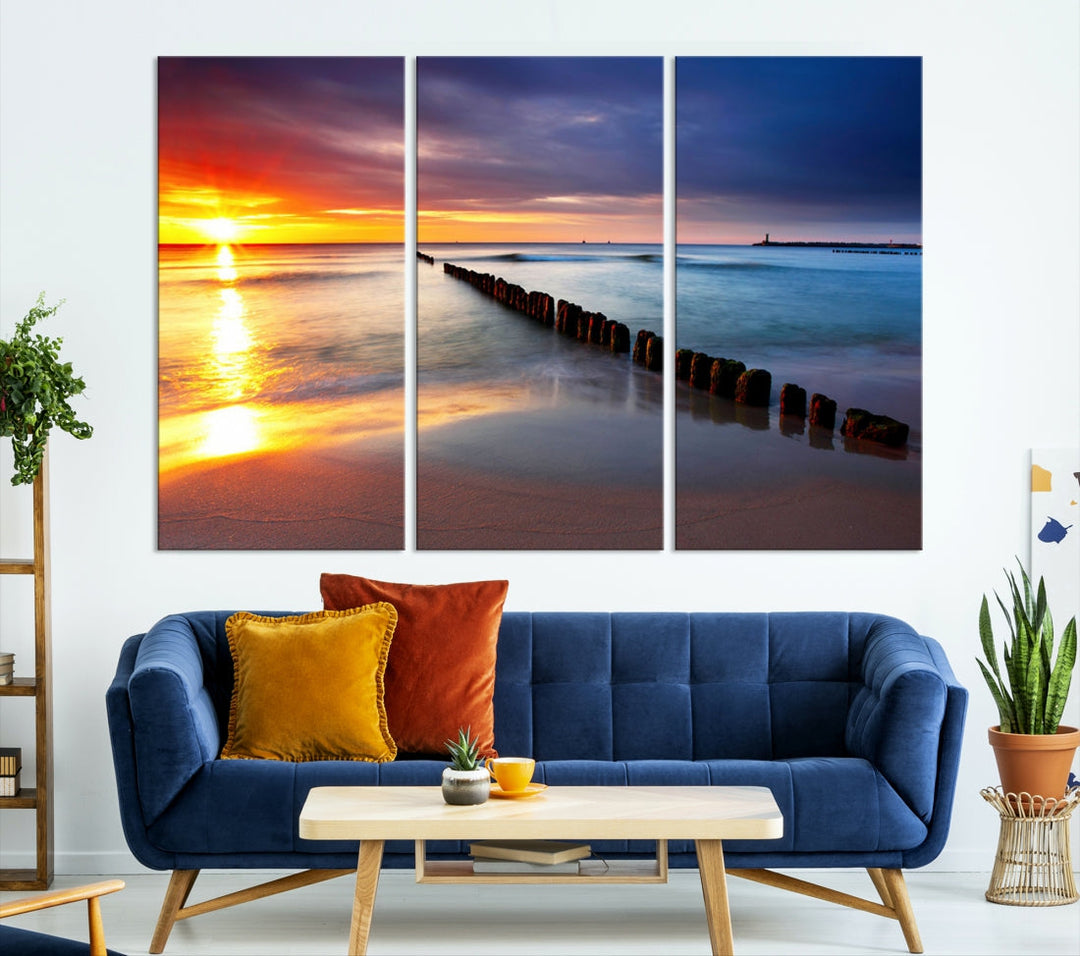 Ocean Beach Sunset Canvas Wall Art Canvas Print