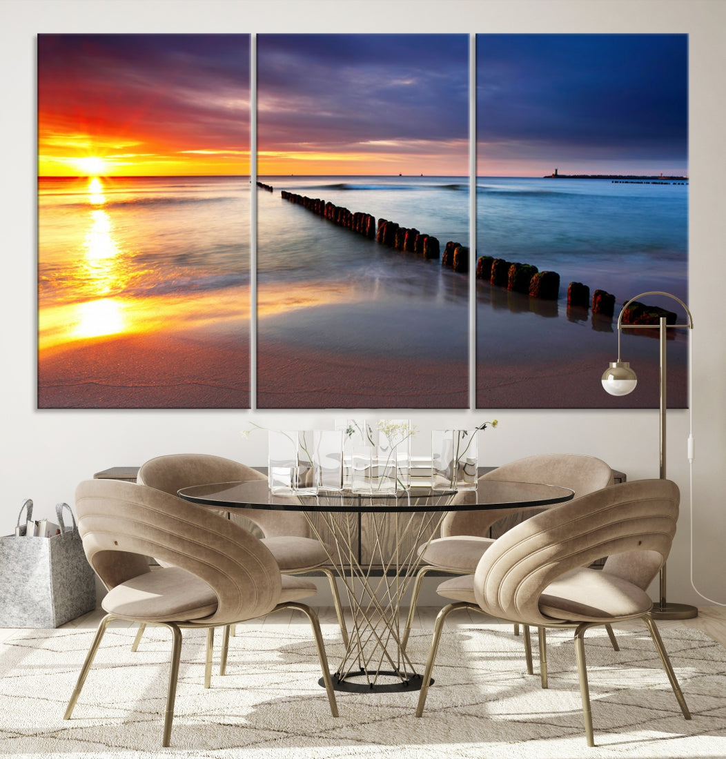 Ocean Beach Sunset Canvas Wall Art Canvas Print