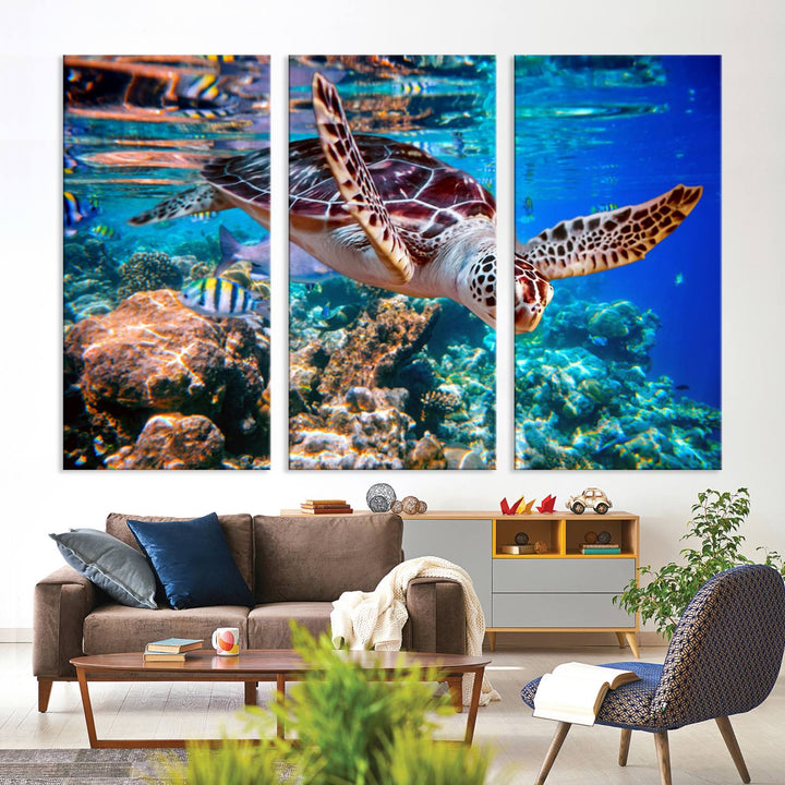 Ocean Turtle Wall Art Canvas Print