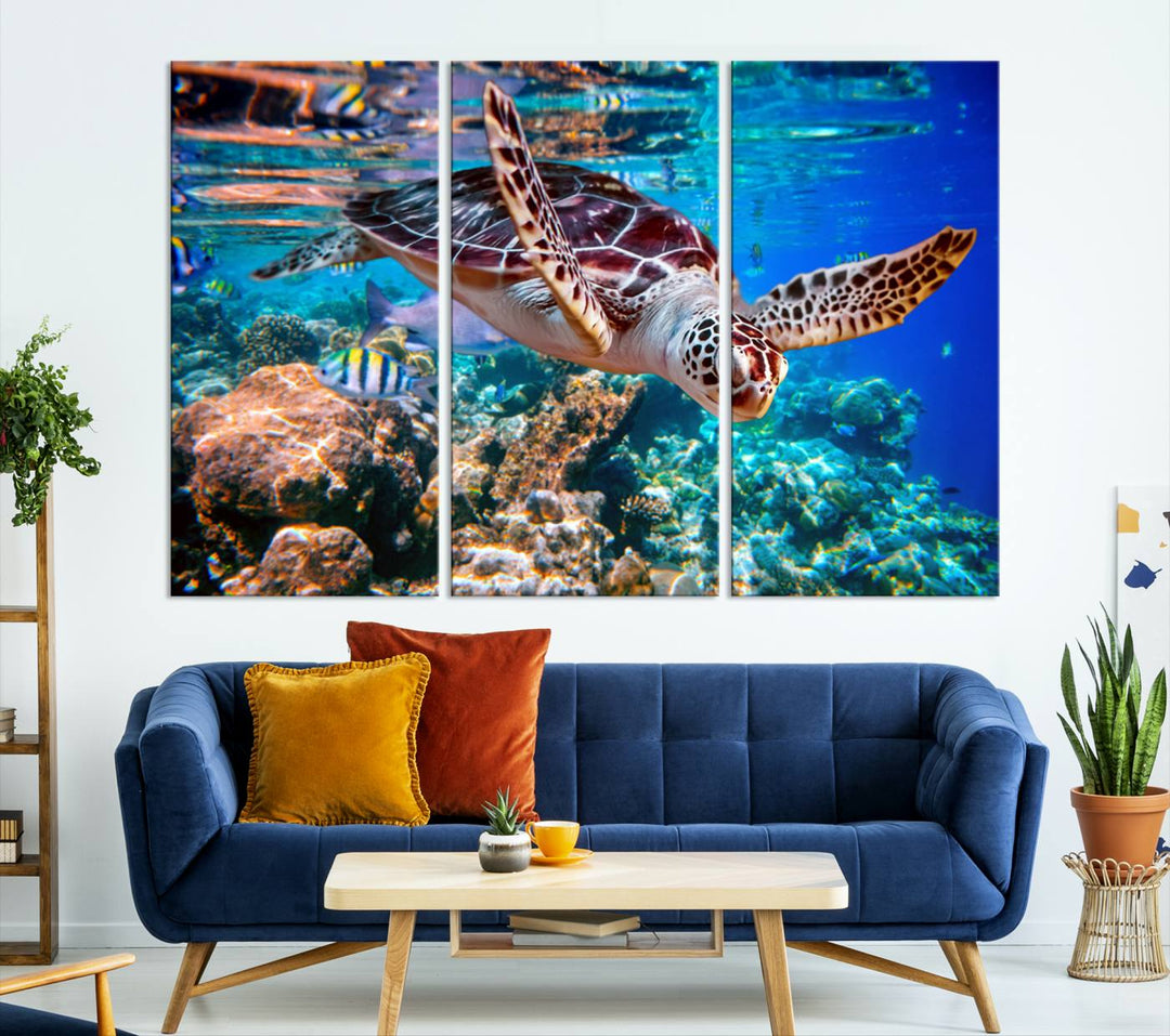 Ocean Turtle Wall Art Canvas Print