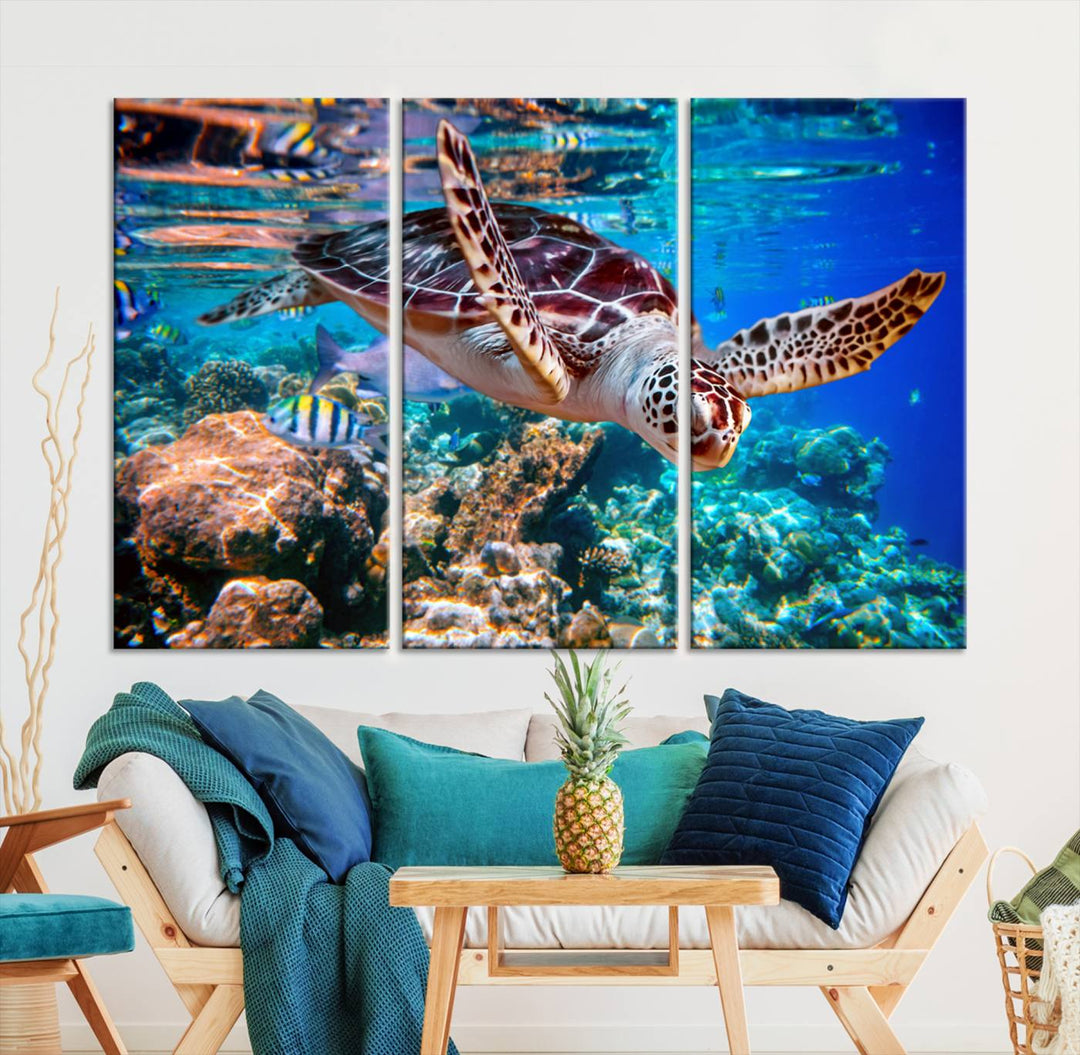 Ocean Turtle Wall Art Canvas Print