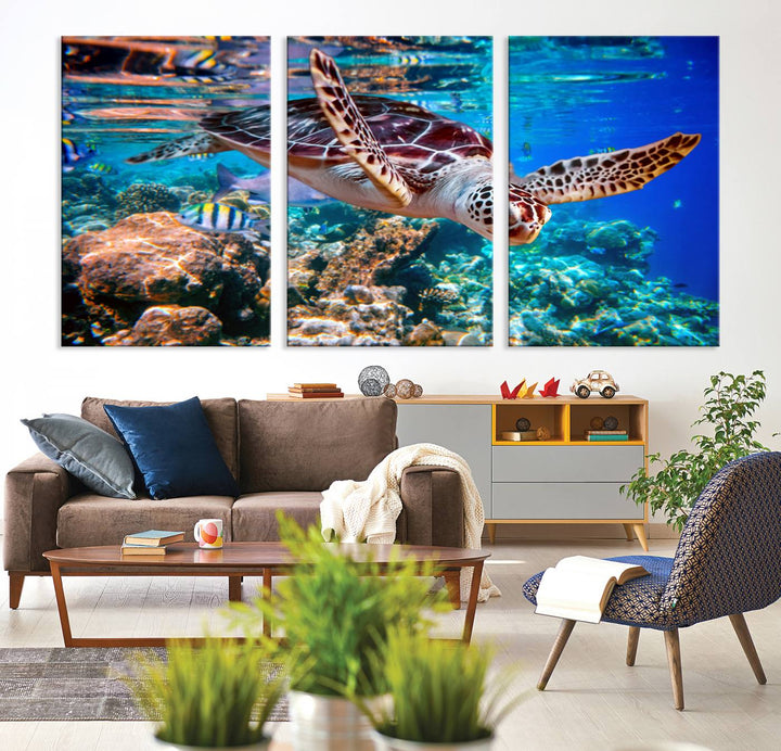 Ocean Turtle Wall Art Canvas Print