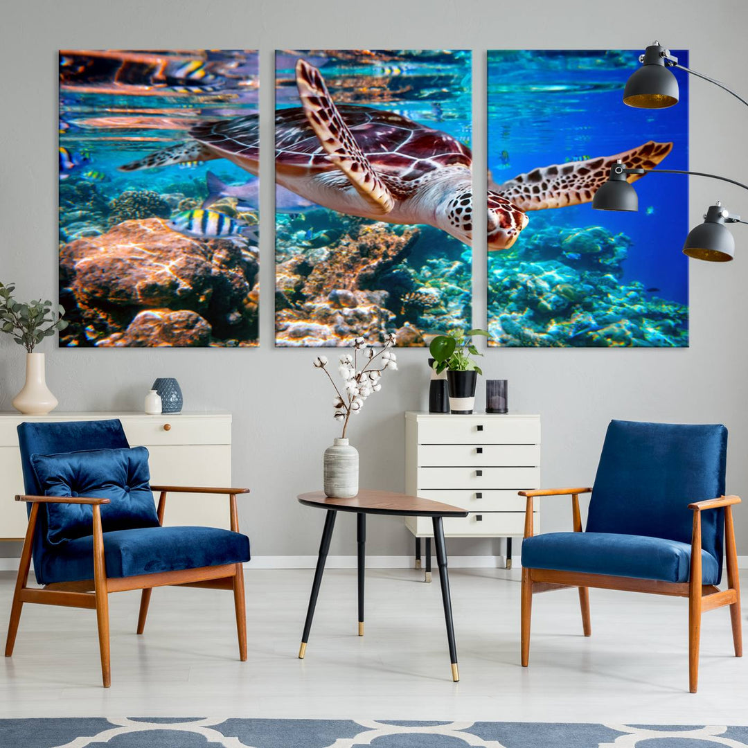 Ocean Turtle Wall Art Canvas Print